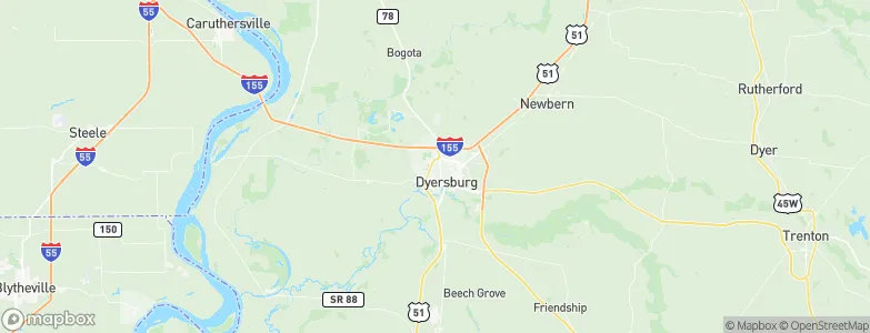 Dyer, United States Map