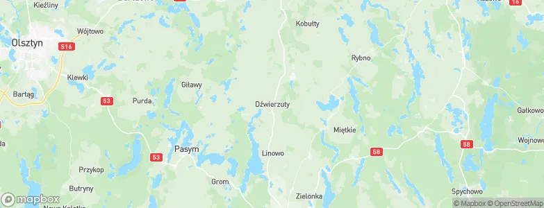 Dźwierzuty, Poland Map