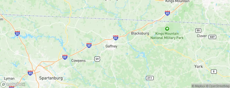 East Gaffney, United States Map