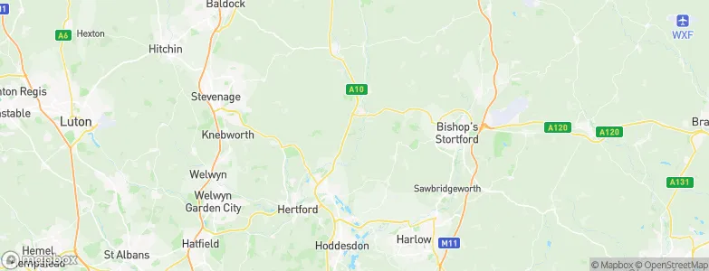 East Hertfordshire District, United Kingdom Map