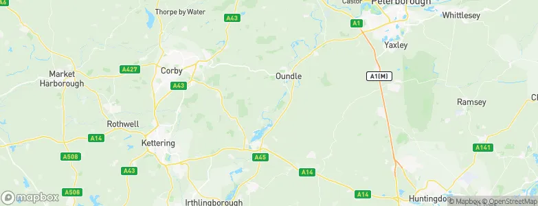 East Northamptonshire District, United Kingdom Map
