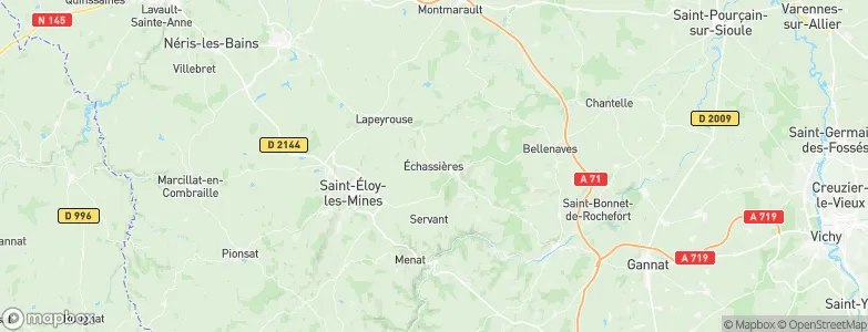 Échassières, France Map