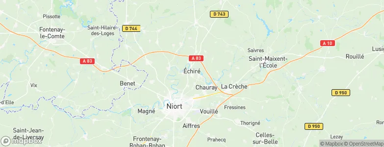 Échiré, France Map
