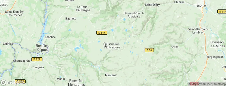 Égliseneuve-d'Entraigues, France Map