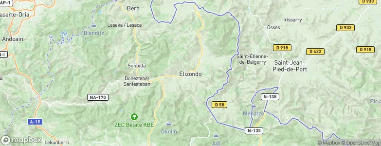 Elizondo, Spain Map