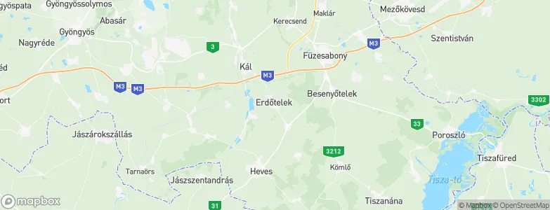 Erdőtelek, Hungary Map