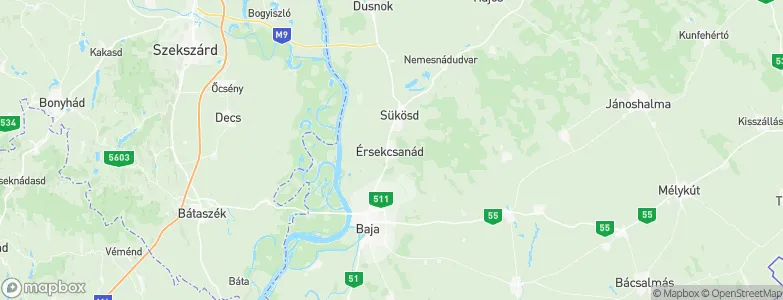 Érsekcsanád, Hungary Map