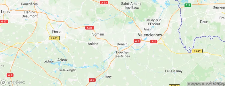 Escaudain, France Map