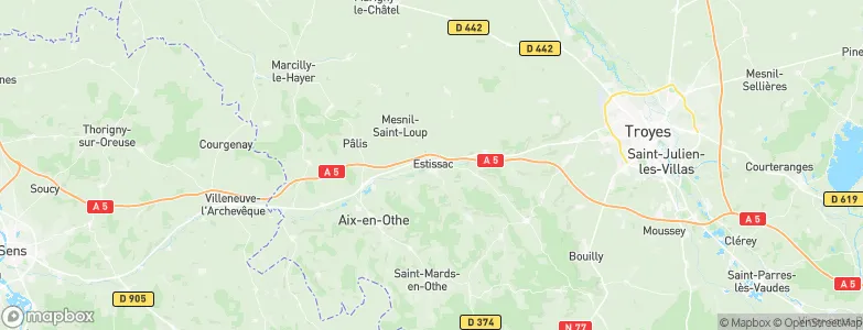 Estissac, France Map