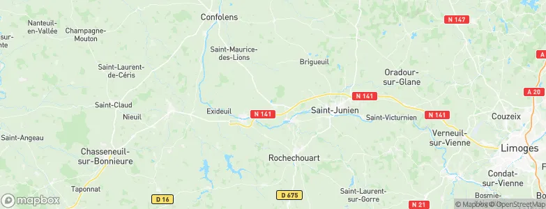 Étagnac, France Map
