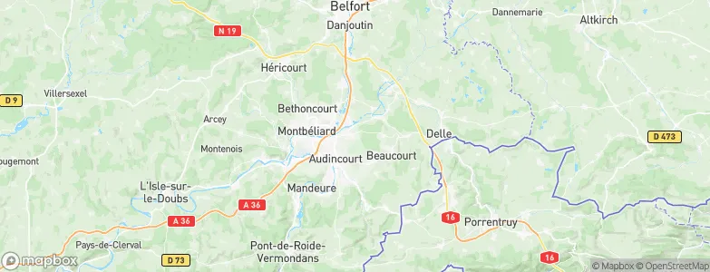 Étupes, France Map