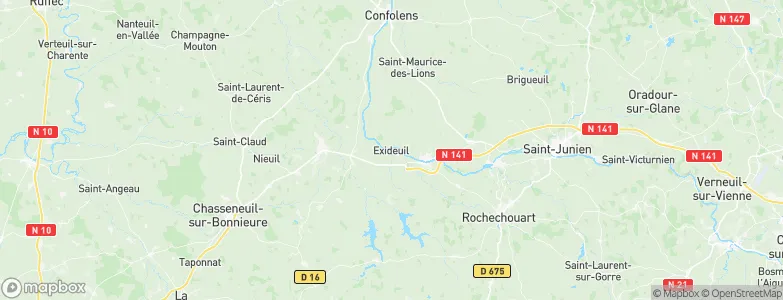 Exideuil-sur-Vienne, France Map