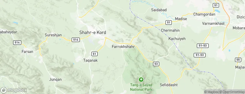 Farrokh Shahr, Iran Map