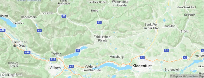 Feldkirchen District, Austria Map