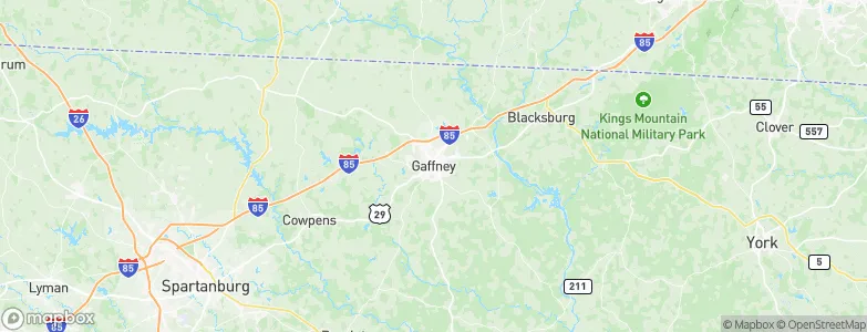 Gaffney, United States Map