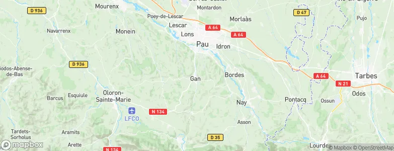 Gan, France Map