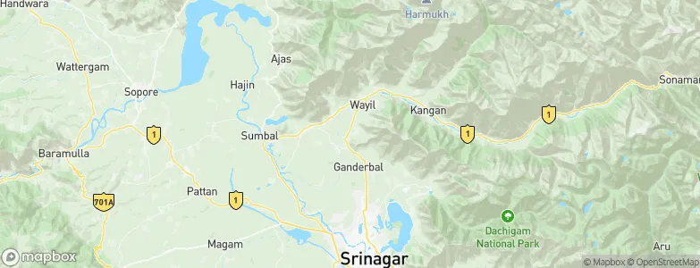 Gāndarbal, India Map