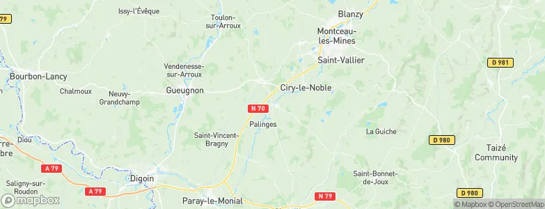 Génelard, France Map