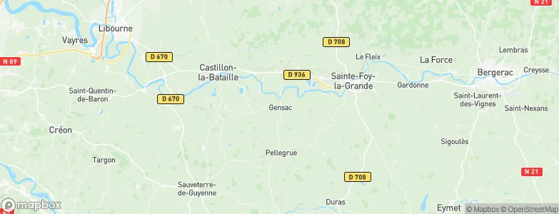Gensac, France Map