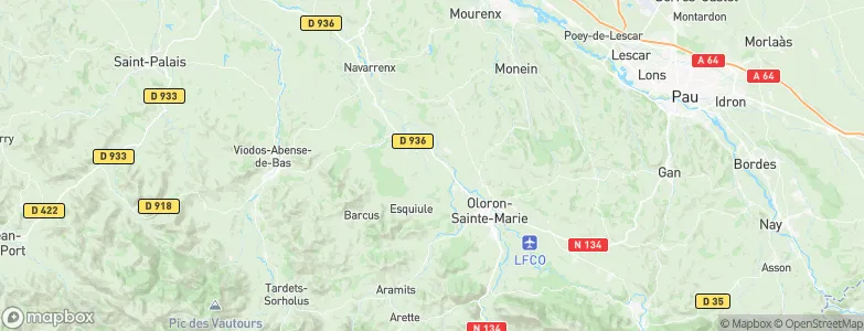 Géronce, France Map
