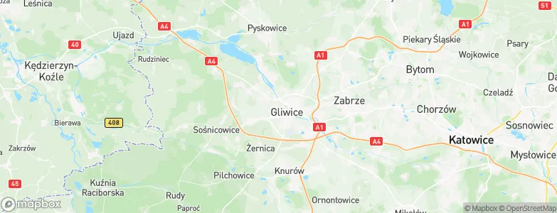Gliwice, Poland Map