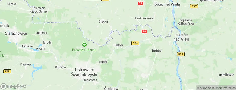 Gmina Bałtów, Poland Map