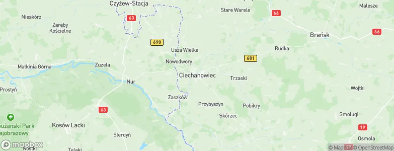 Gmina Ciechanowiec, Poland Map
