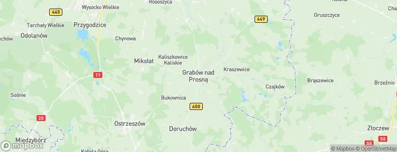 Gmina Grabów nad Prosną, Poland Map