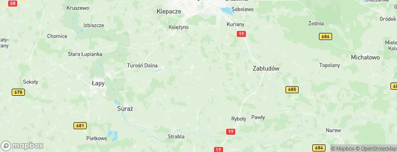 Gmina Juchnowiec Kościelny, Poland Map