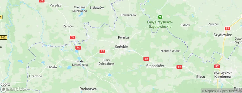 Gmina Końskie, Poland Map