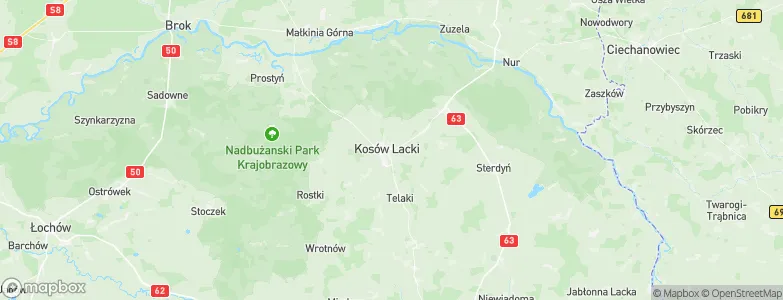 Gmina Kosów Lacki, Poland Map