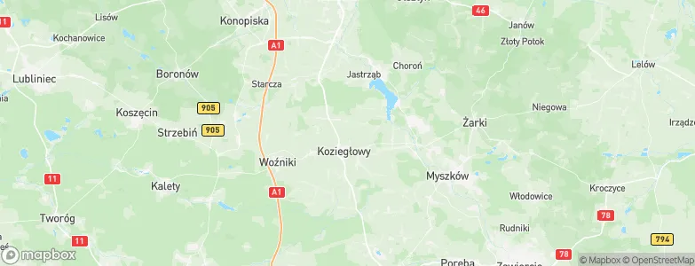 Gmina Koziegłowy, Poland Map