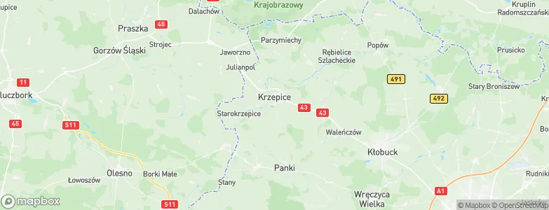 Gmina Krzepice, Poland Map