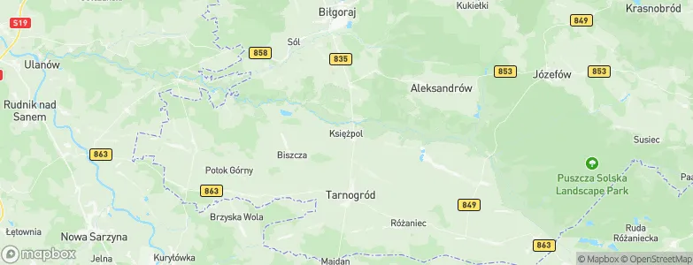 Gmina Księżpol, Poland Map