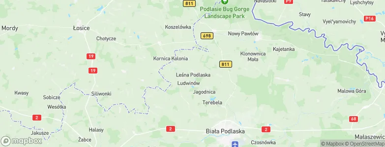 Gmina Leśna Podlaska, Poland Map