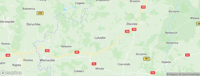 Gmina Lututów, Poland Map