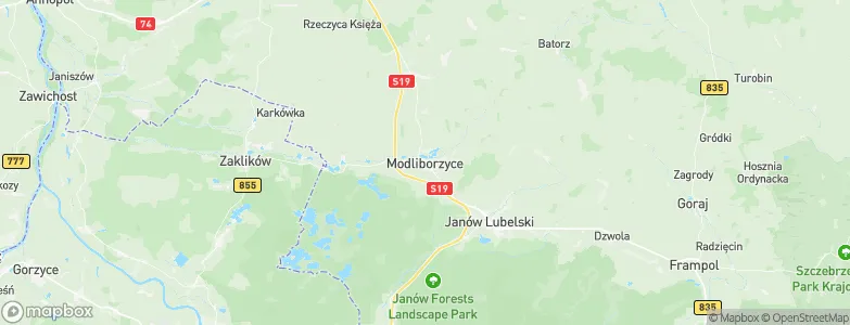 Gmina Modliborzyce, Poland Map
