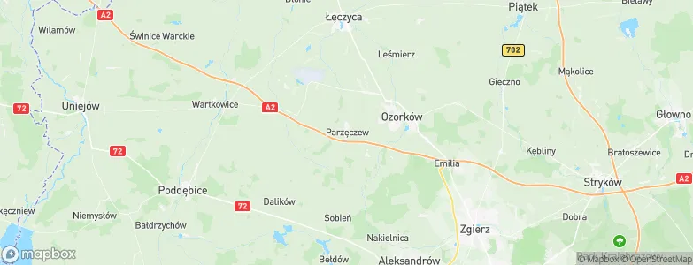 Gmina Parzęczew, Poland Map