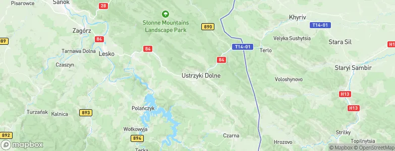 Gmina Ustrzyki Dolne, Poland Map