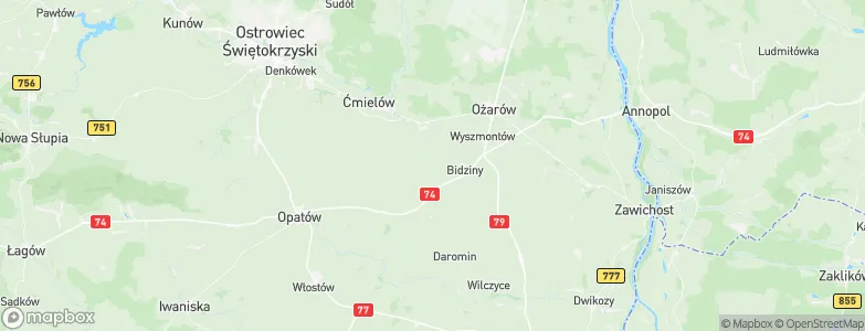 Gmina Wojciechowice, Poland Map