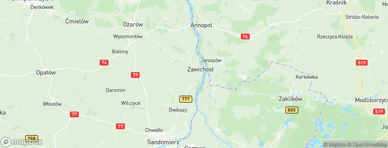 Gmina Zawichost, Poland Map