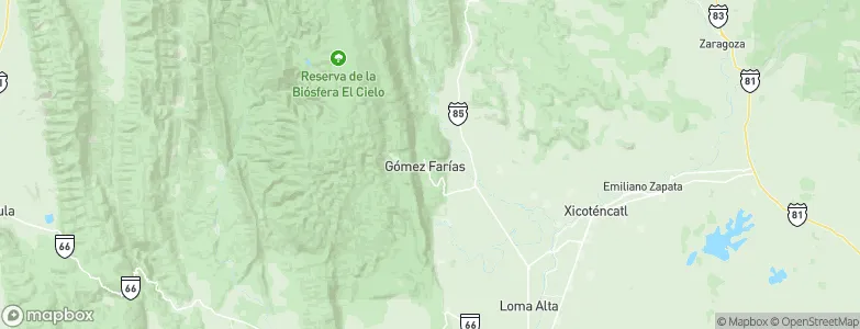 Gomez Farias, Mexico Map