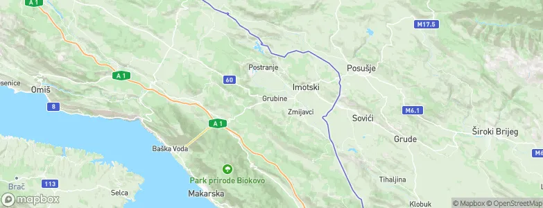 Grubine, Croatia Map