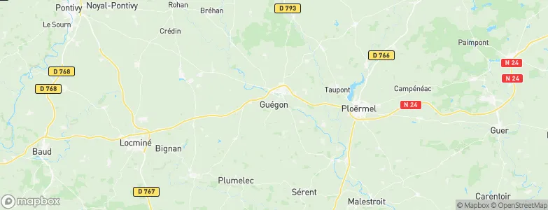 Guégon, France Map