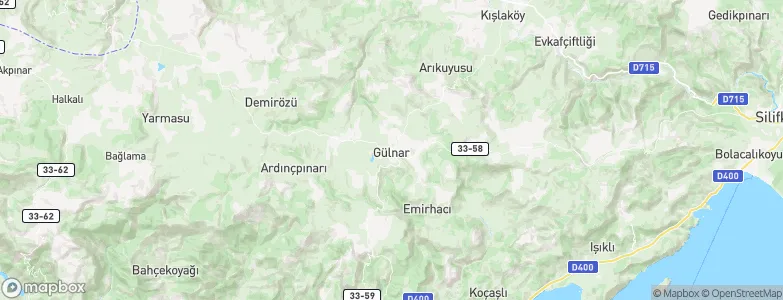 Gülnar, Turkey Map