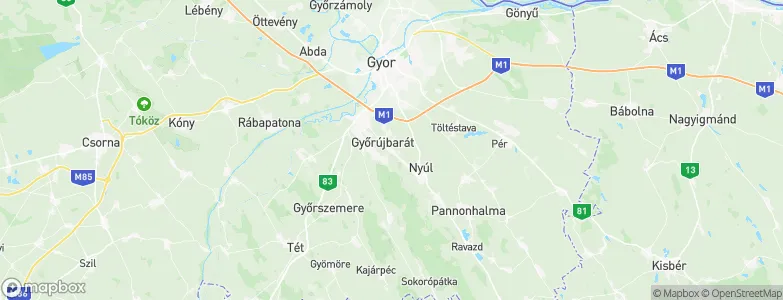 Győrújbarát, Hungary Map
