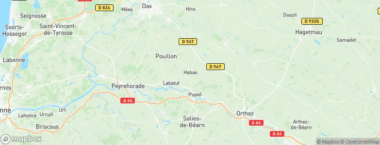 Habas, France Map