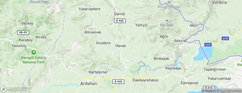 Hanak, Turkey Map