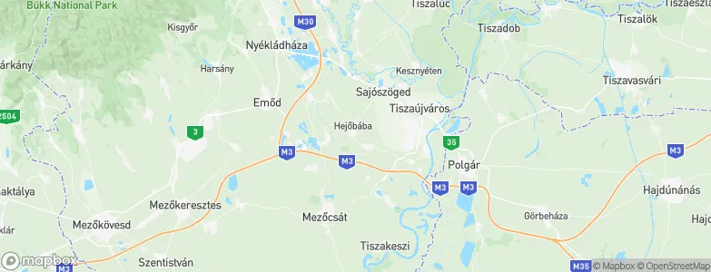 Hejőbába, Hungary Map