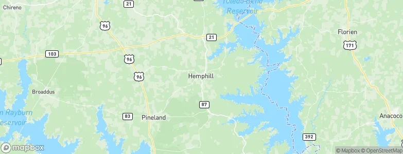 Hemphill, United States Map
